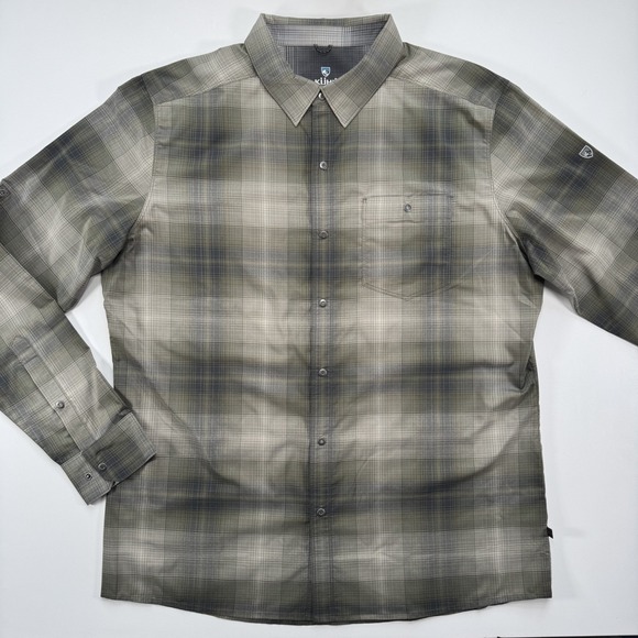 KUHL Response Lite Long Sleeve Shirt Mens‎ Large Green Plaid UPF 30+ Never Worn